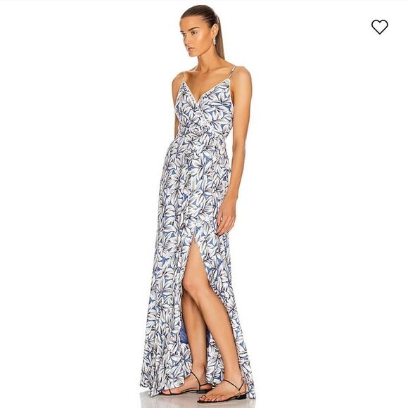 Jonathan Simkhai Ava Wrap Gown Pacific Print Size 0 - Picture 14 of 14